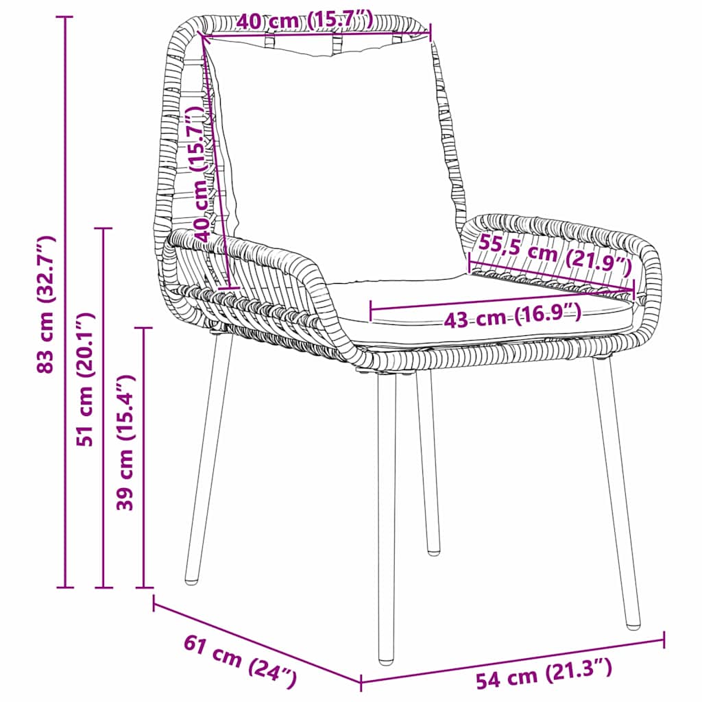 Have Spisebordssæt 3 pcs Sort og Anthracit polyrattan