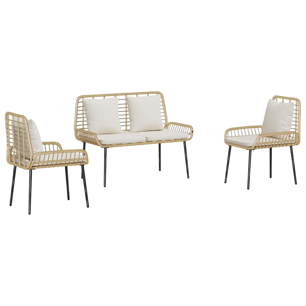 Have Spisebordssæt 3 pcs Brun og Creme polyrattan