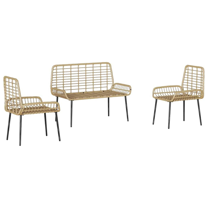Have Spisebordssæt 3 pcs Brun og Creme polyrattan