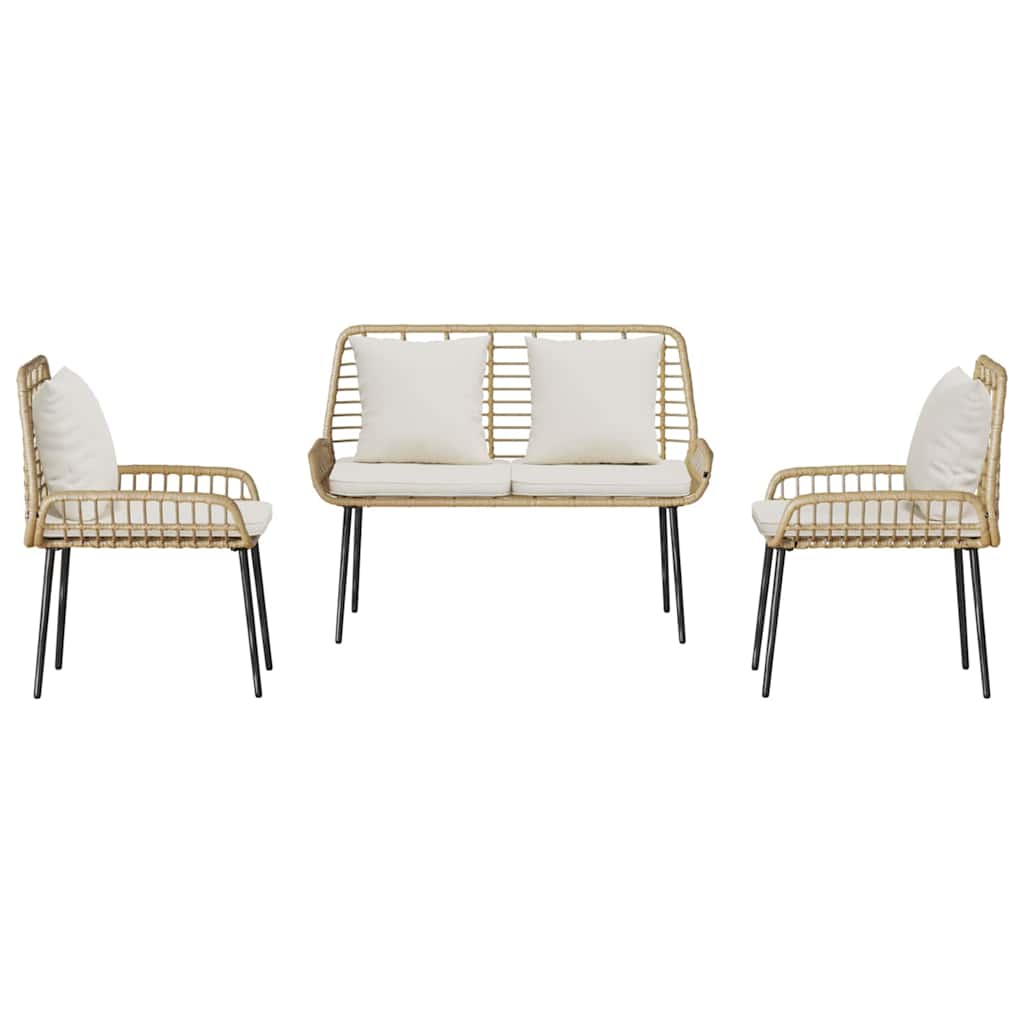 Have Spisebordssæt 3 pcs Brun og Creme polyrattan
