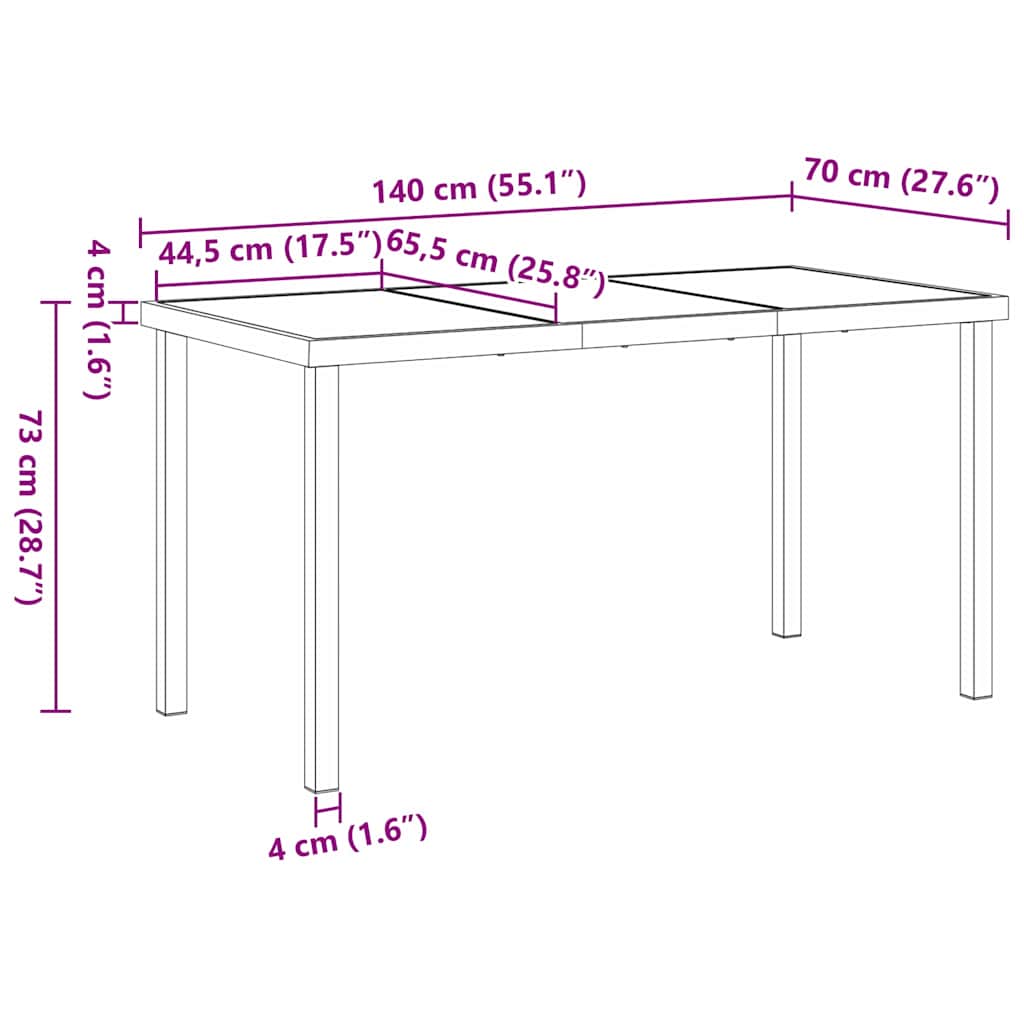 Havemøbel Bord Sort 140 x 70 x 73 cm Metal