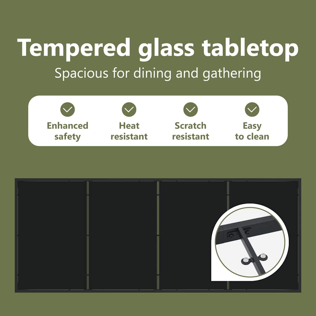 Havemøbel Bord Sort 200 x 80 x 73 cm Metal