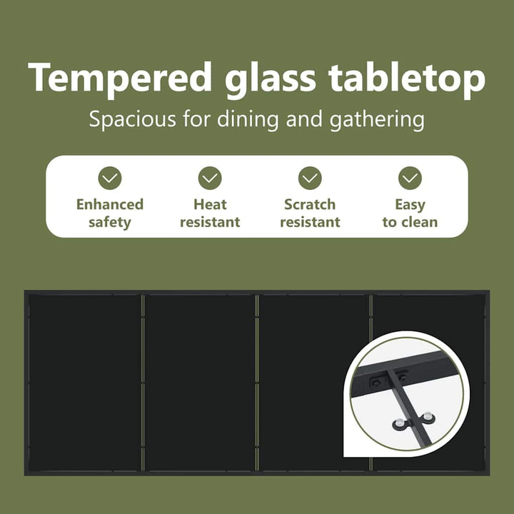 Havemøbel Bord Sort 200 x 80 x 73 cm Metal