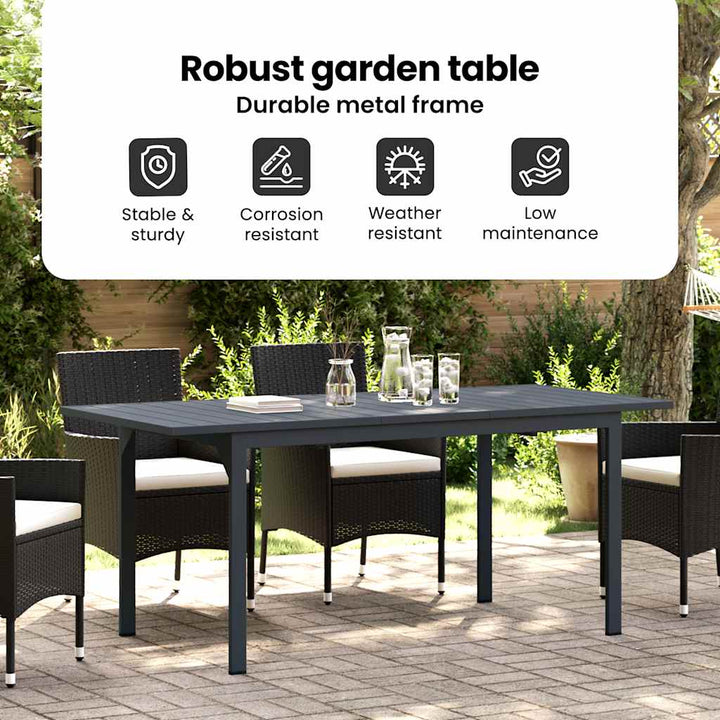 Terrassebord Antracit 180 x 80 x 74 cm Pulverlakeret stål