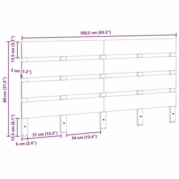 Hovedgærde Voks brun 160,5 x 3 x 80 cm Massiv fyrretræ