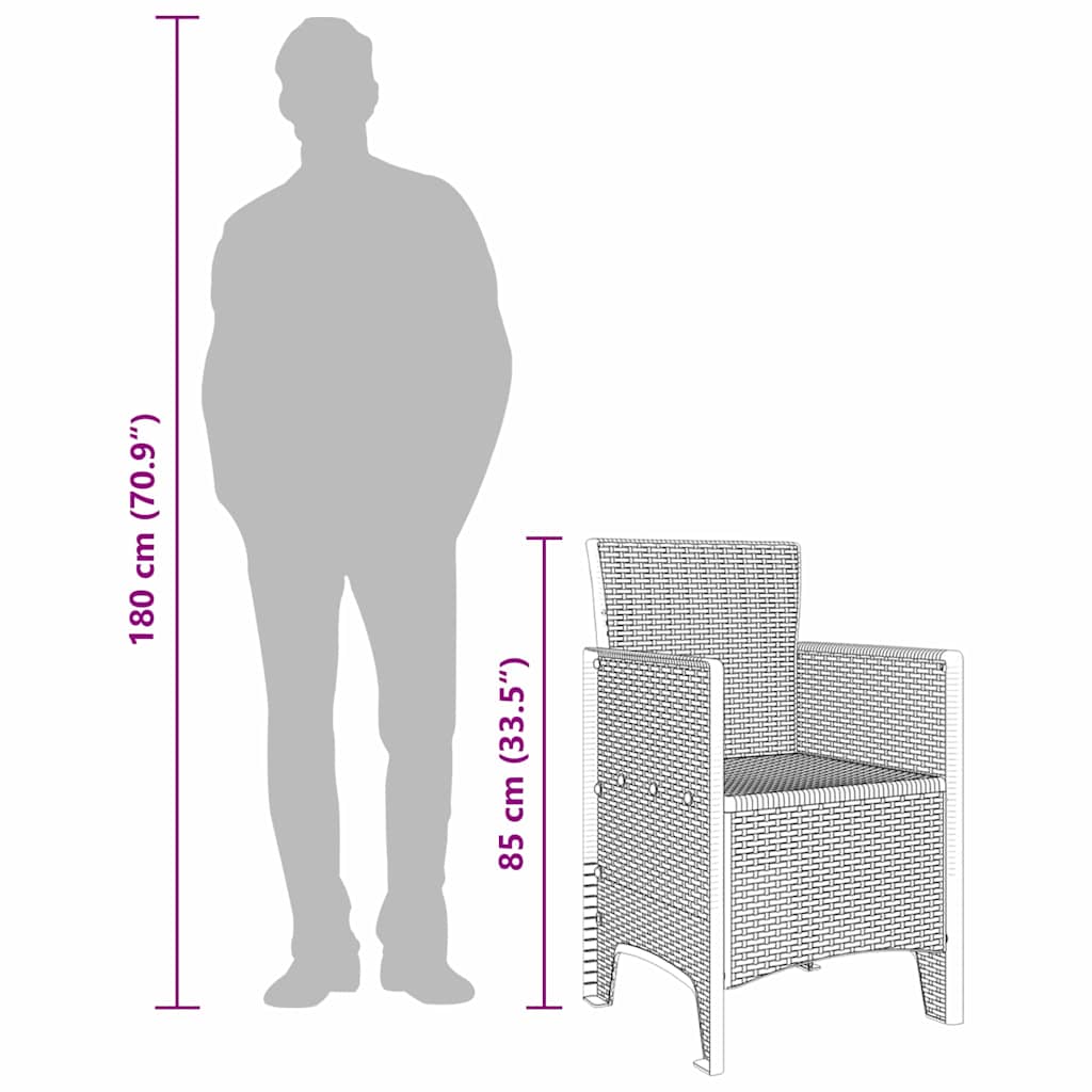 Have Stol med pude 2 pcs Lysegrå 53 x 49 x 85 cm Polypropylen