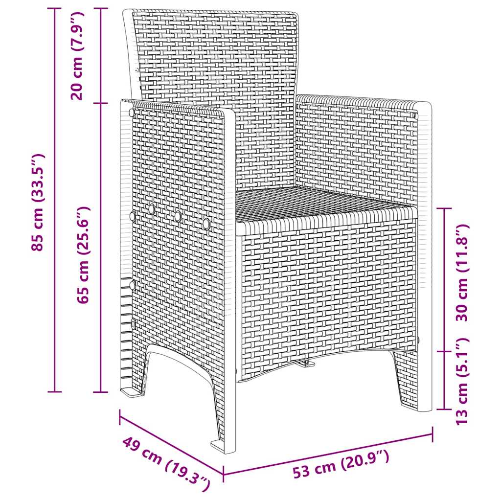 Have Stol med pude 4 pcs Lysegrå 53 x 49 x 85 cm Polypropylen