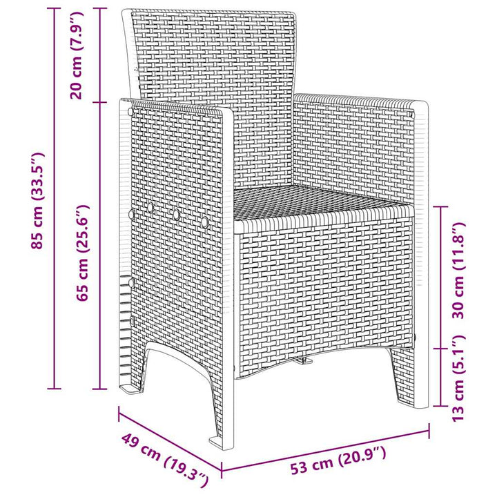 Have Stol med pude 4 pcs Lysegrå 53 x 49 x 85 cm Polypropylen