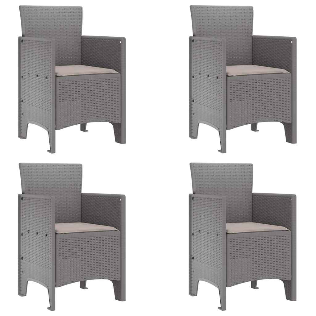 Have Stol med pude 4 pcs Lysegrå 53 x 49 x 85 cm Polypropylen
