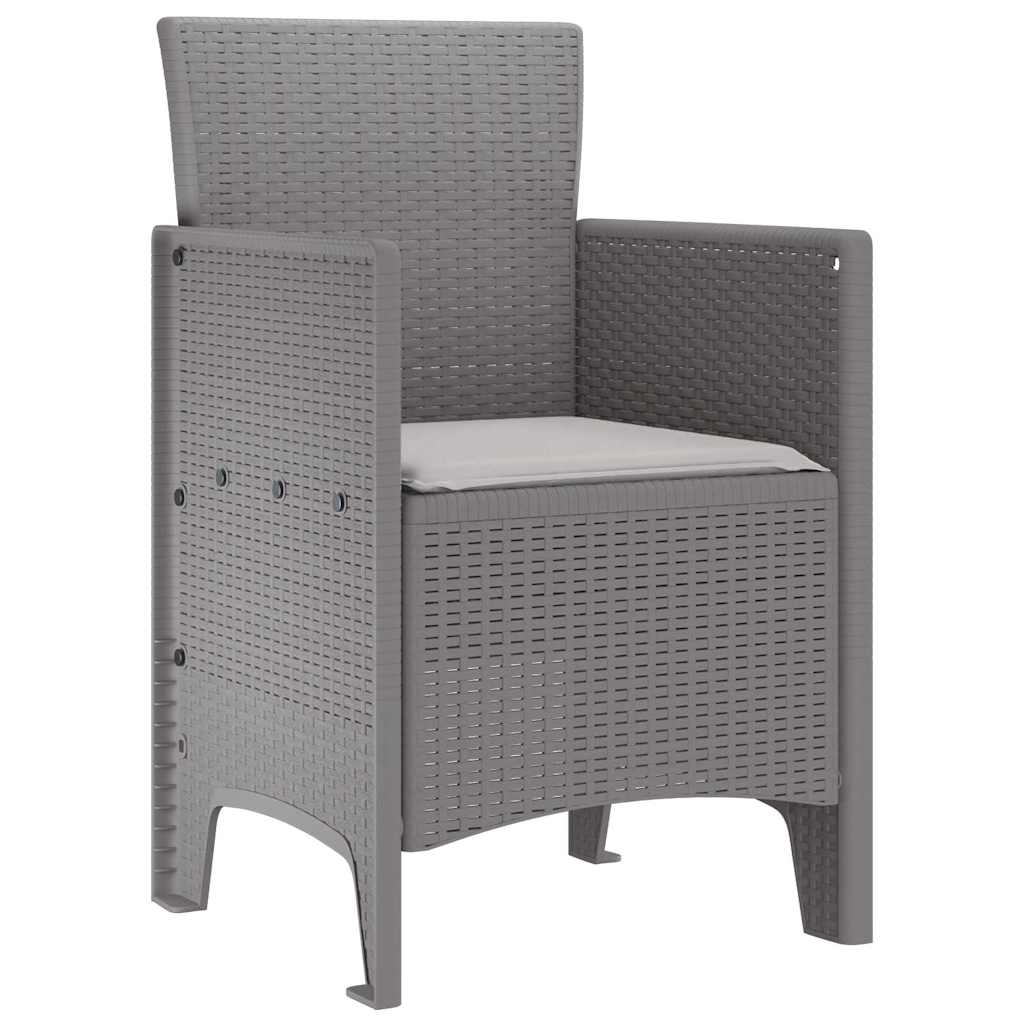 Have Stol med pude 4 pcs Lysegrå 53 x 49 x 85 cm Polypropylen