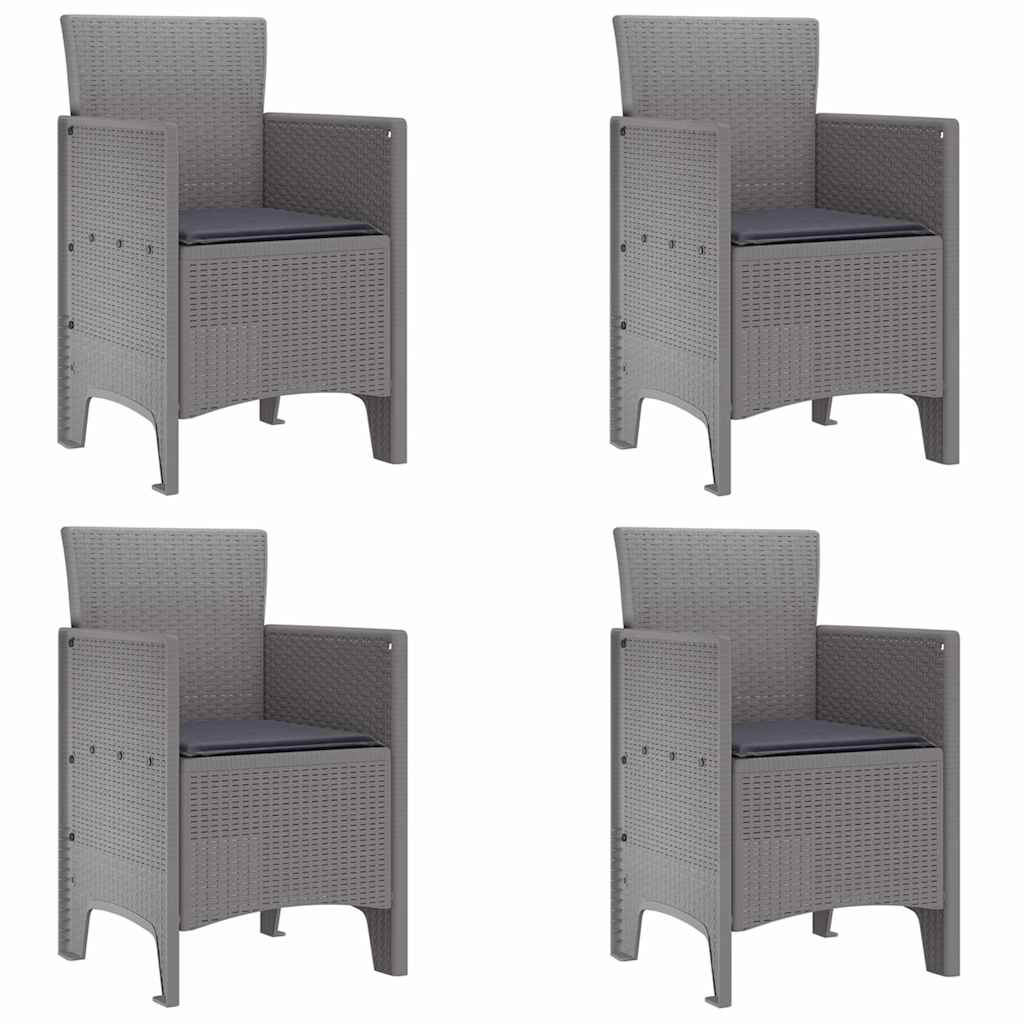Have Stol med pude 4 pcs Lysegrå 53 x 49 x 85 cm Polypropylen