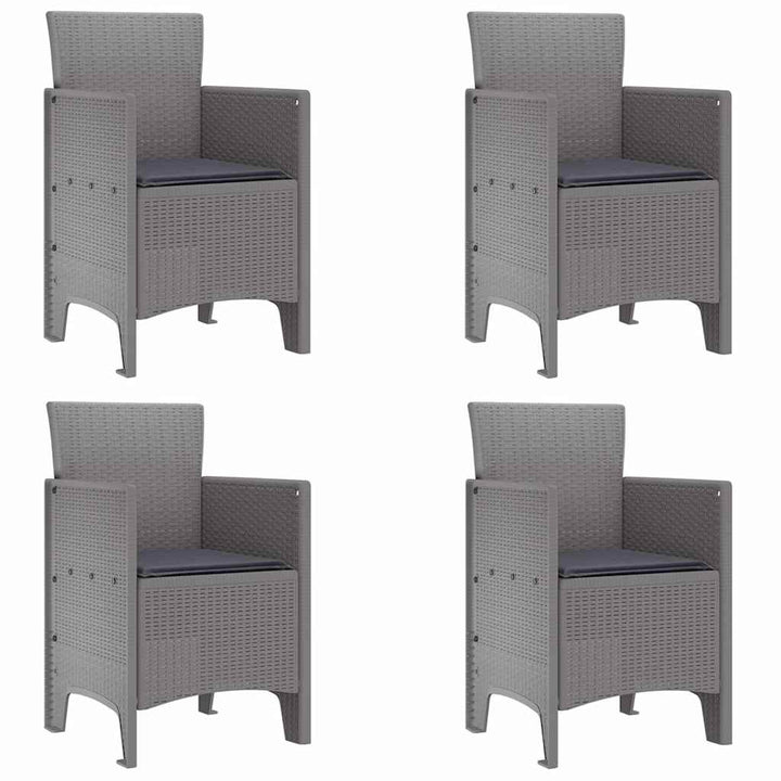 Have Stol med pude 4 pcs Lysegrå 53 x 49 x 85 cm Polypropylen