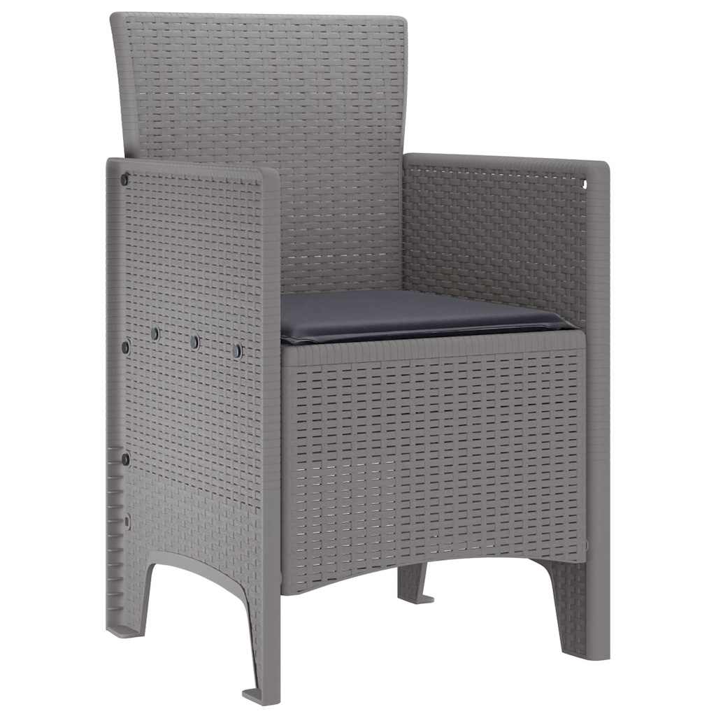 Have Stol med pude 4 pcs Lysegrå 53 x 49 x 85 cm Polypropylen
