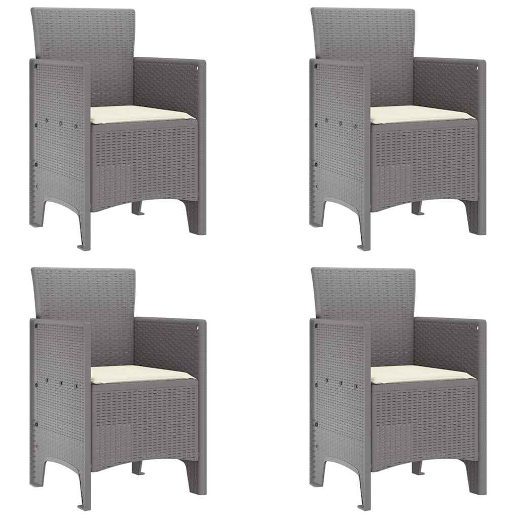 Have Stol med pude 4 pcs Lysegrå 53 x 49 x 85 cm Polypropylen