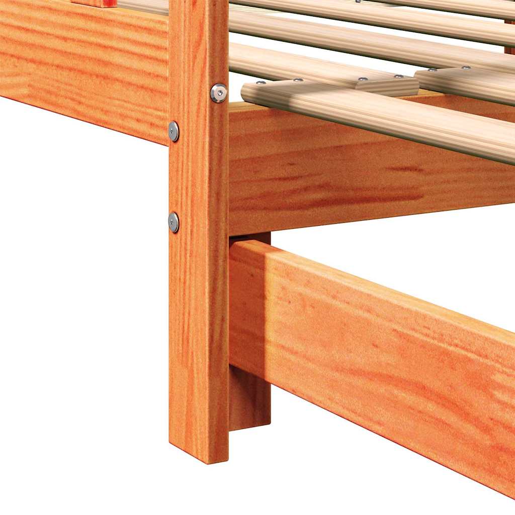 Senge med trundle Voks brun 203,5 x 184 x 66 cm