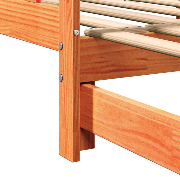 Senge med trundle Voks brun 203,5 x 184 x 66 cm