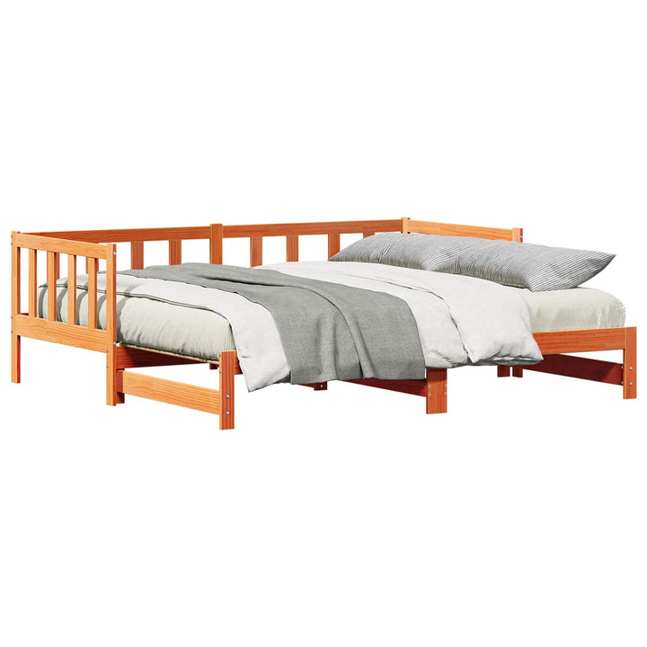 Senge med trundle Voks brun 203,5 x 184 x 66 cm