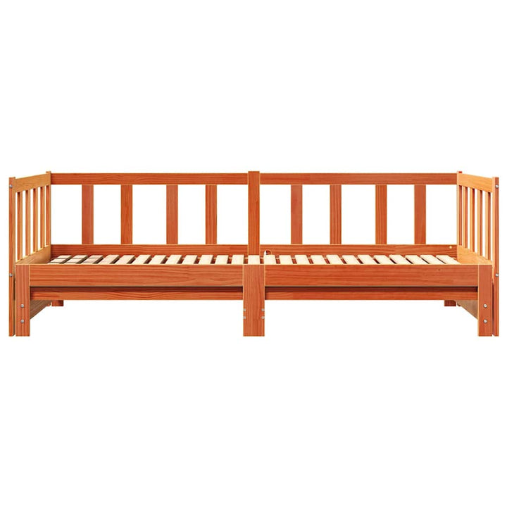Senge med trundle Voks brun 203,5 x 184 x 66 cm