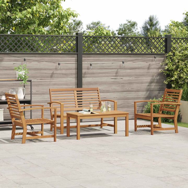 Havesofa Sæt 4 pcs Naturfarvet Massiv Teaktræ