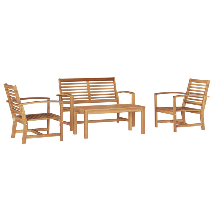 Havesofa Sæt 4 pcs Naturfarvet Massiv Teaktræ