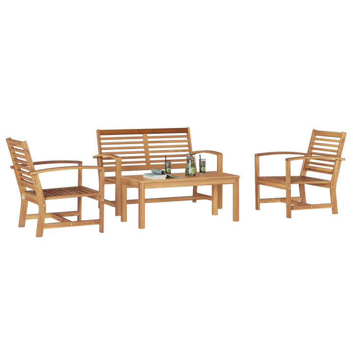 Havesofa Sæt 4 pcs Naturfarvet Massiv Teaktræ