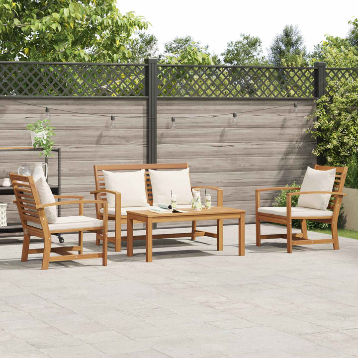Havesofa Sæt 4 pcs Naturfarvet Massiv Teaktræ