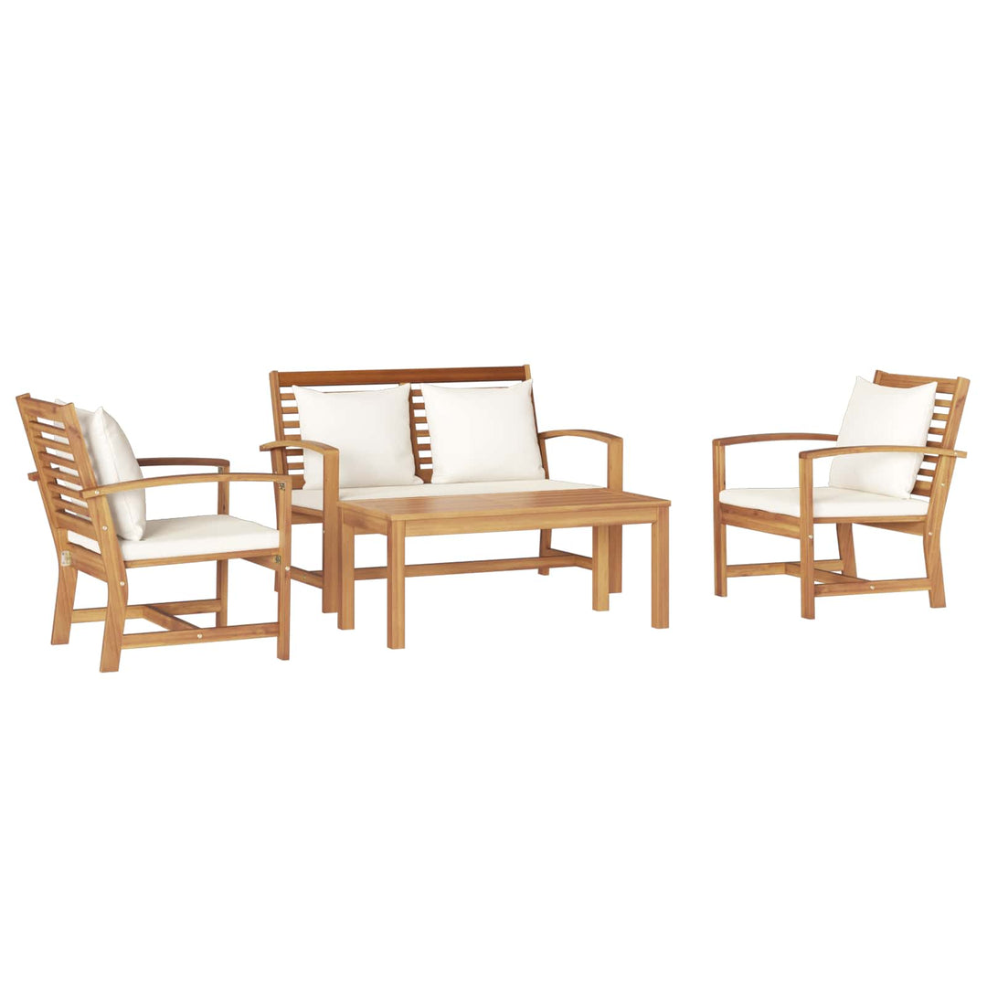 Havesofa Sæt 4 pcs Naturfarvet Massiv Teaktræ