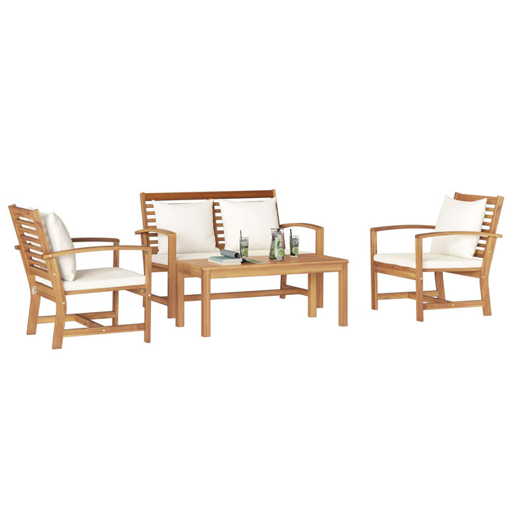 Havesofa Sæt 4 pcs Naturfarvet Massiv Teaktræ