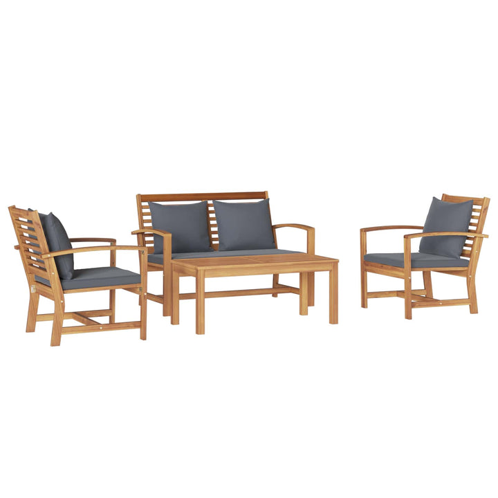 Havesofa Sæt 4 pcs Naturfarvet Massiv Teaktræ