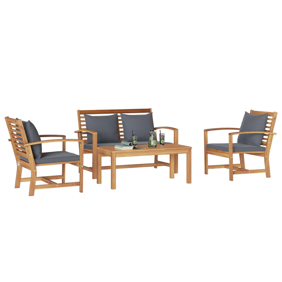 Havesofa Sæt 4 pcs Naturfarvet Massiv Teaktræ