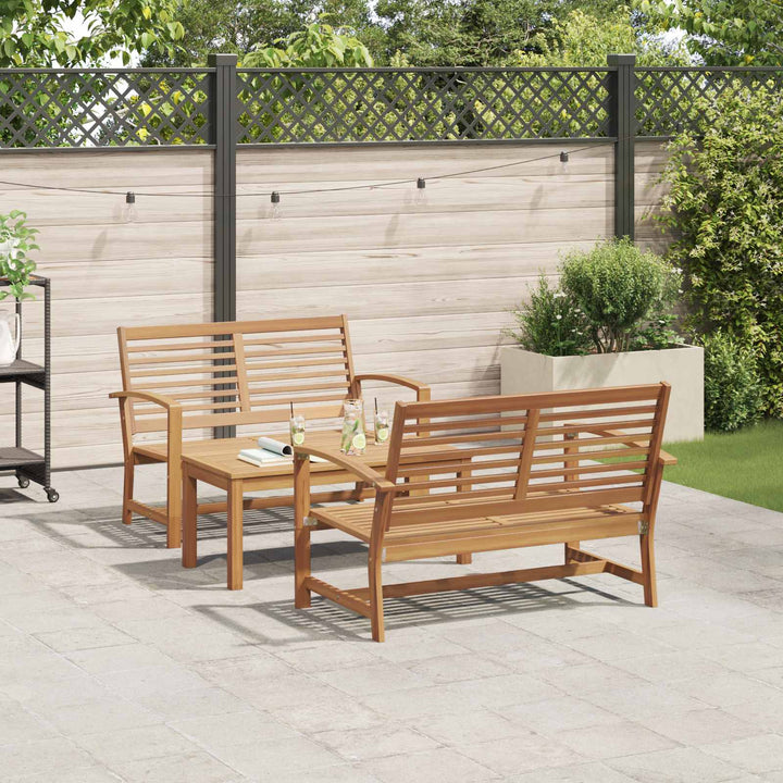 Havesofa Sæt 3 pcs Naturfarvet Massiv Teaktræ