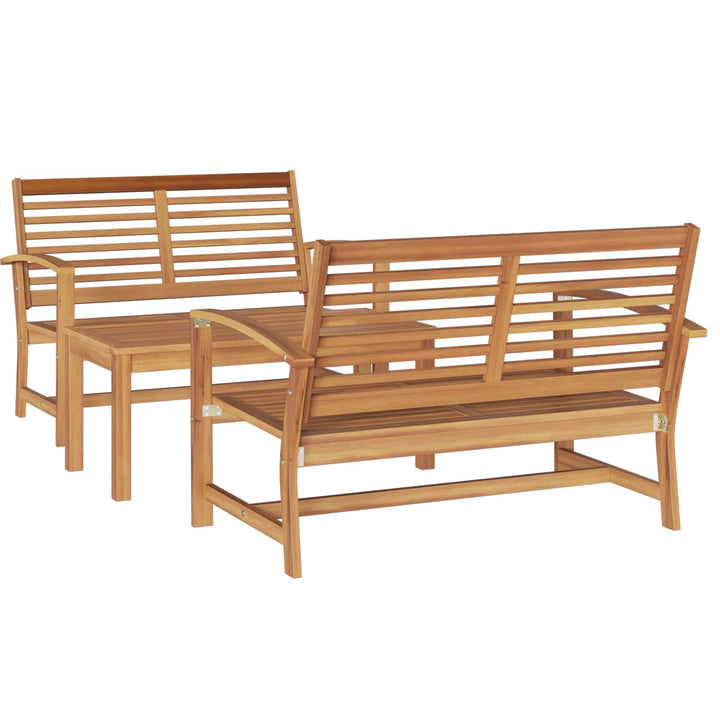 Havesofa Sæt 3 pcs Naturfarvet Massiv Teaktræ