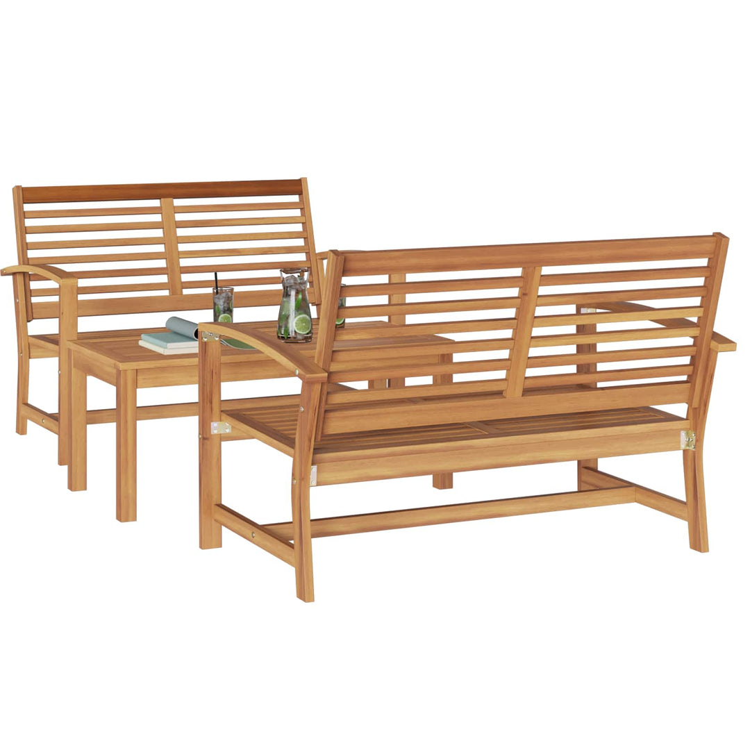 Havesofa Sæt 3 pcs Naturfarvet Massiv Teaktræ