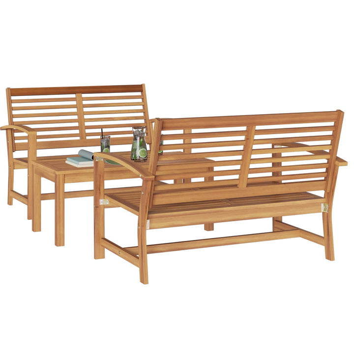 Havesofa Sæt 3 pcs Naturfarvet Massiv Teaktræ