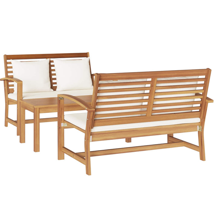 Havesofa Sæt 3 pcs Naturfarvet Massiv Teaktræ