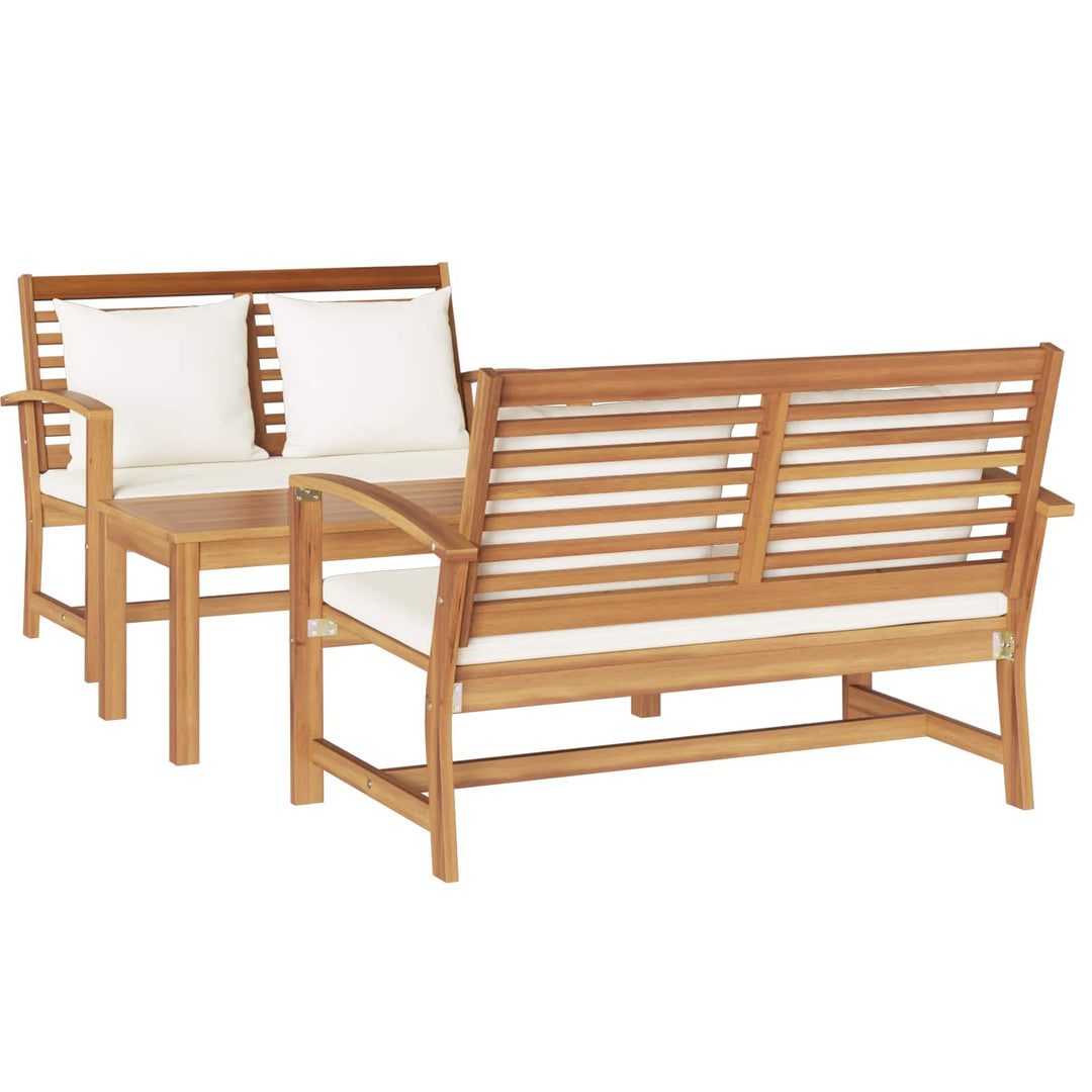Havesofa Sæt 3 pcs Naturfarvet Massiv Teaktræ