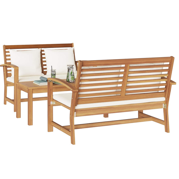 Havesofa Sæt 3 pcs Naturfarvet Massiv Teaktræ