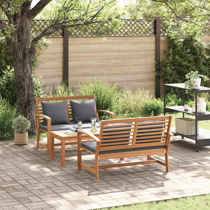 Havesofa Sæt 3 pcs Naturfarvet Massiv Teaktræ