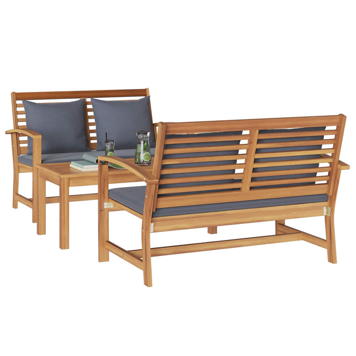 Havesofa Sæt 3 pcs Naturfarvet Massiv Teaktræ