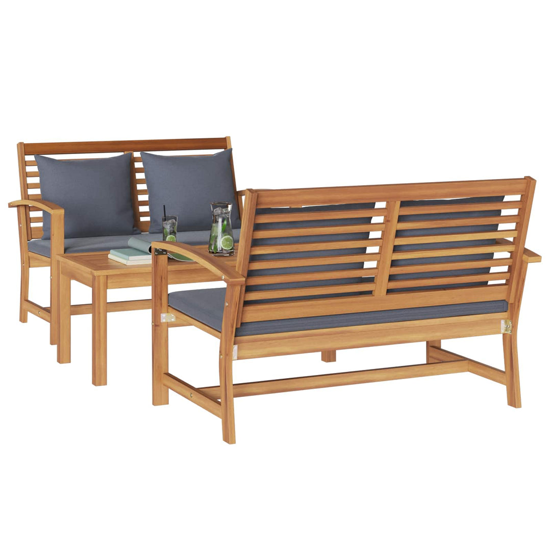 Havesofa Sæt 3 pcs Naturfarvet Massiv Teaktræ
