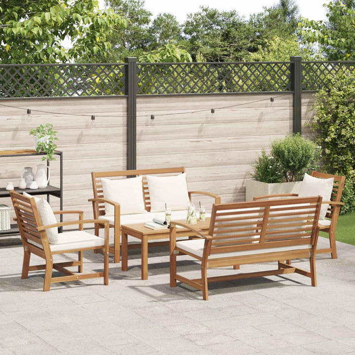 Havesofa Sæt 5 pcs Naturfarvet Massiv Teaktræ