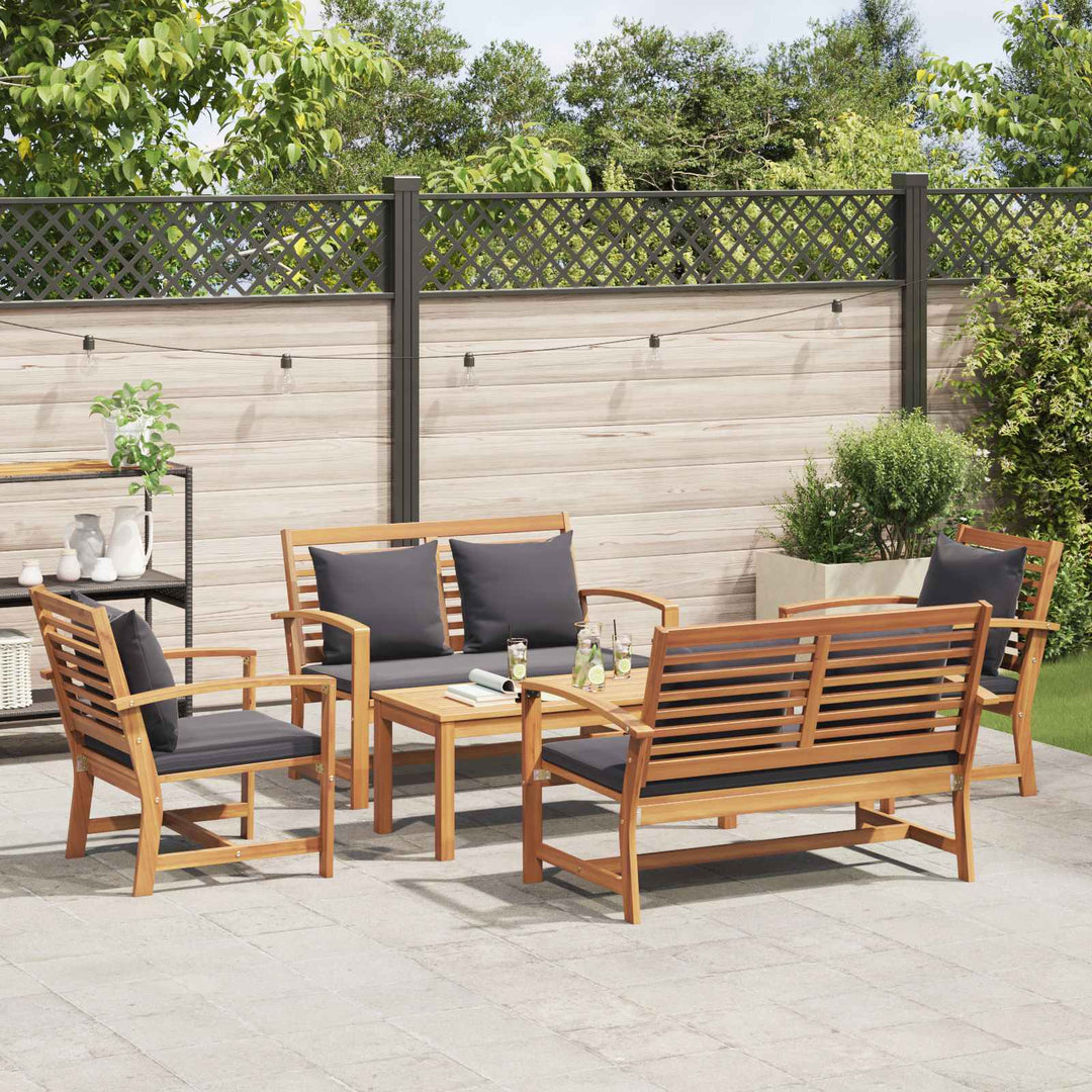 Havesofa Sæt 5 pcs Naturfarvet Massiv Teaktræ