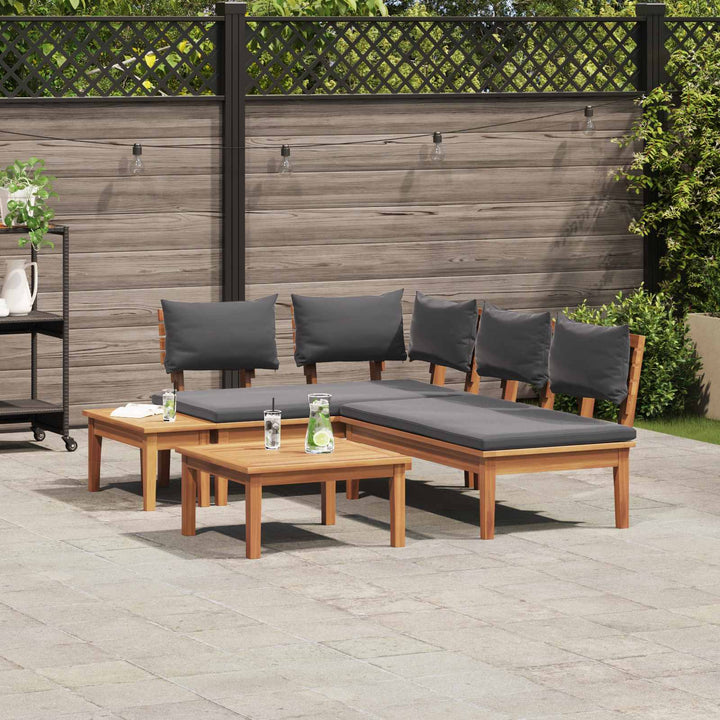 Havesofa Sæt 4 pcs Brun og grå
