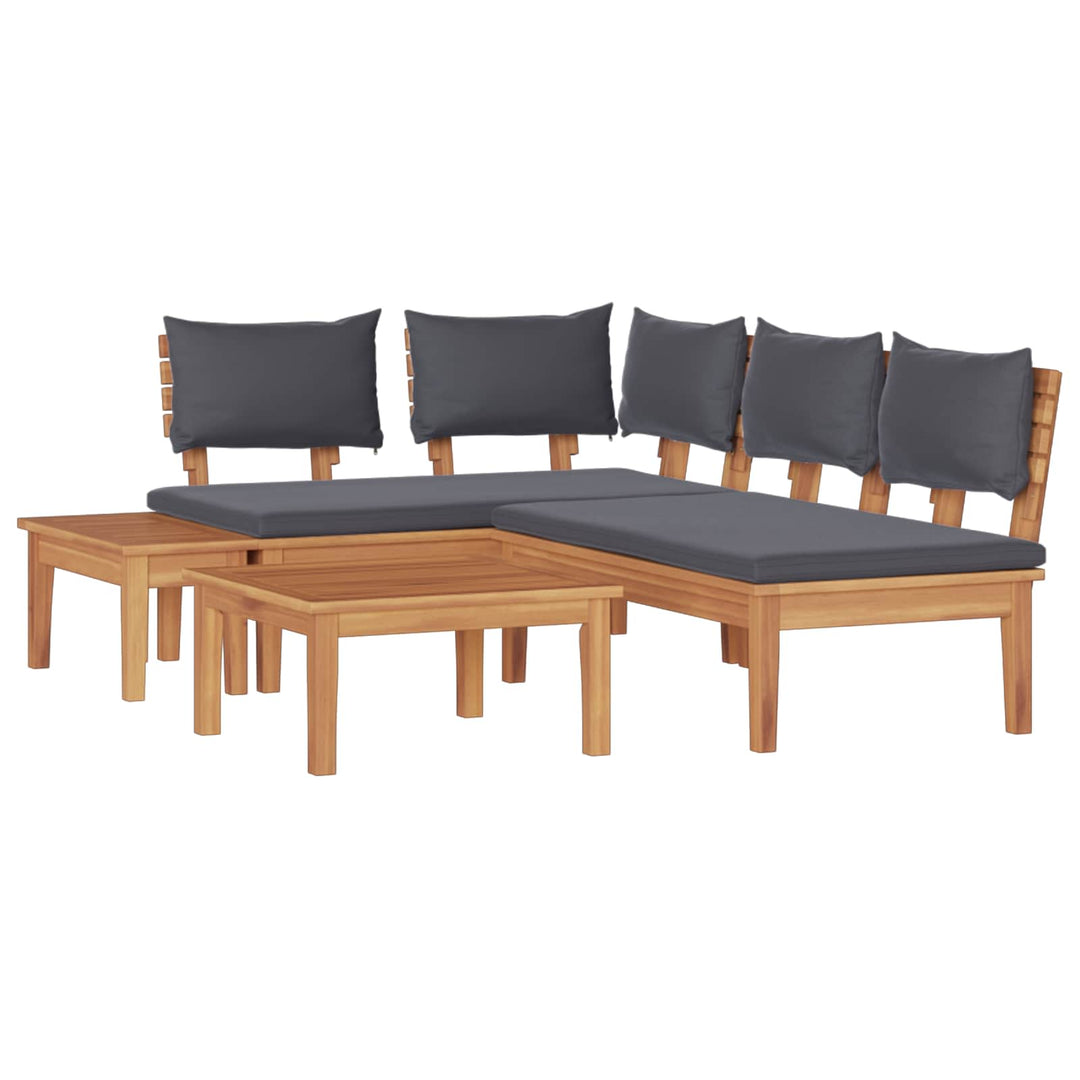 Havesofa Sæt 4 pcs Brun og grå