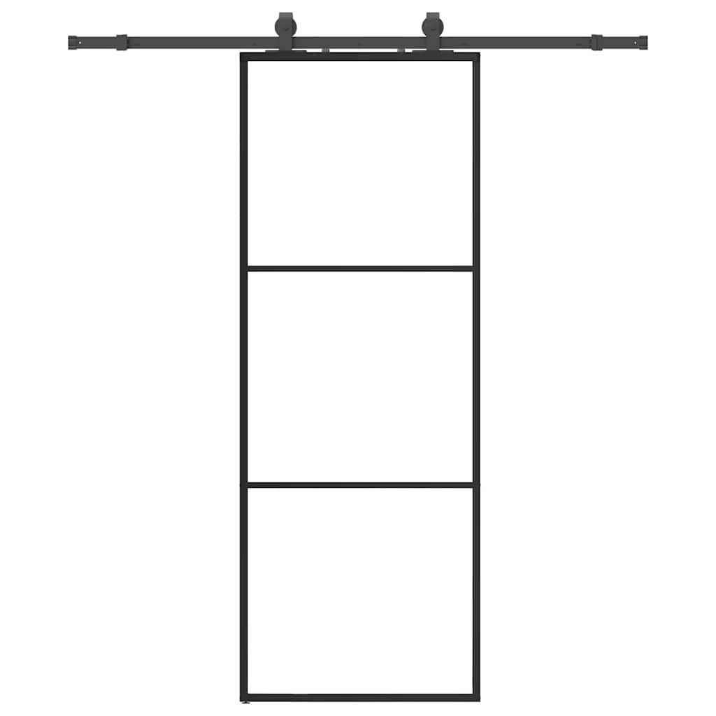 skydedør med hardwaresæt 76x205 cm ESG glas sort