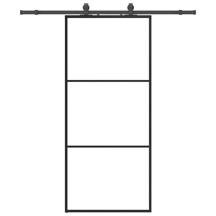skydedør med hardwaresæt 90x205 cm ESG glas sort