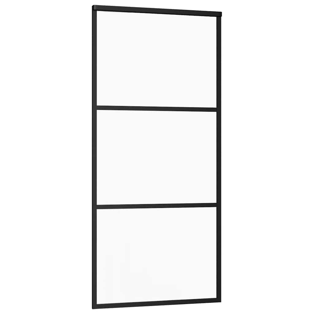 skydedør med hardwaresæt 90x205 cm ESG glas sort