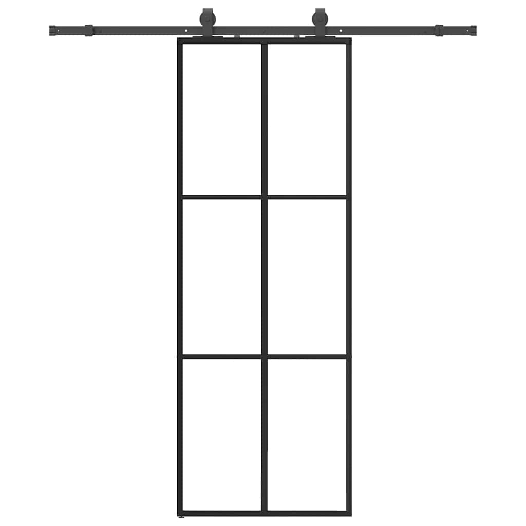 skydedør med hardwaresæt 76x205 cm ESG glas sort