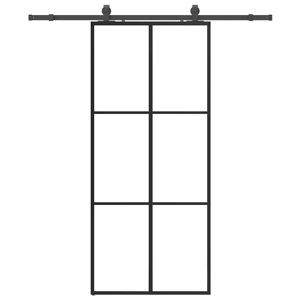 skydedør med hardwaresæt 90x205 cm ESG glas sort