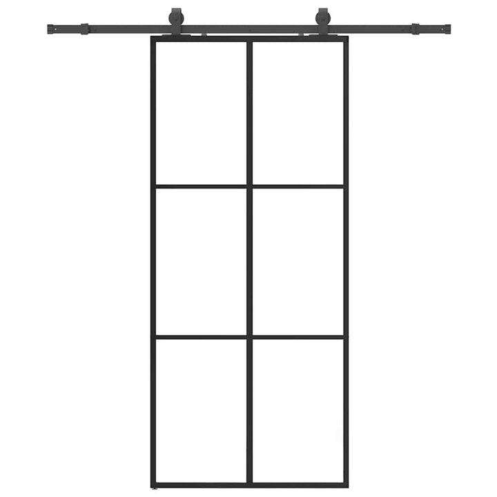 skydedør med hardwaresæt 90x205 cm ESG glas sort